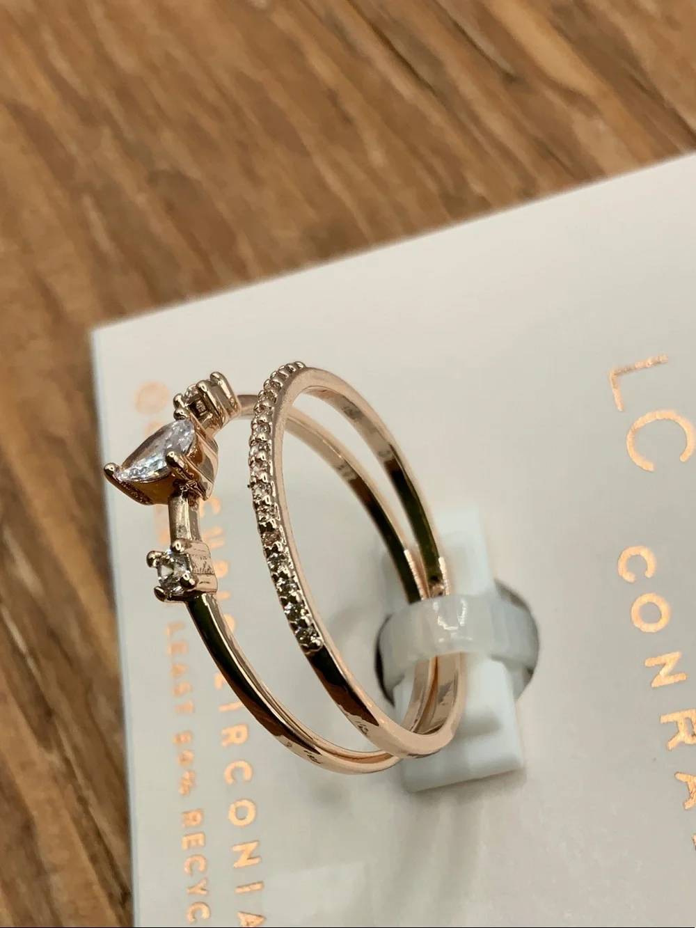 LC Lauren Conrad Rose Gold Tear Drop & Pavé Stackable Ring Set - 9